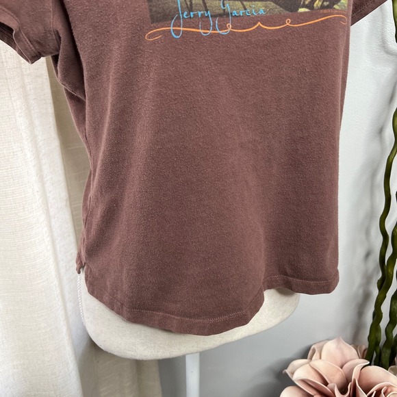Y2K Vintage Liquid Blue Jerry Garcia Baby Tee Brown Short Sleeve Women's Large - Picture 6 of 11
